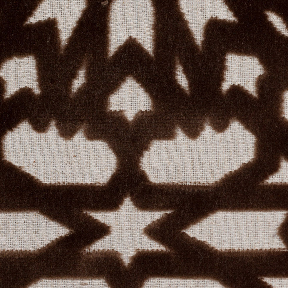 Turkish Bittersweet Brown Geometric Polyester-Acrylic-Flax Flocked Chenille - Detail