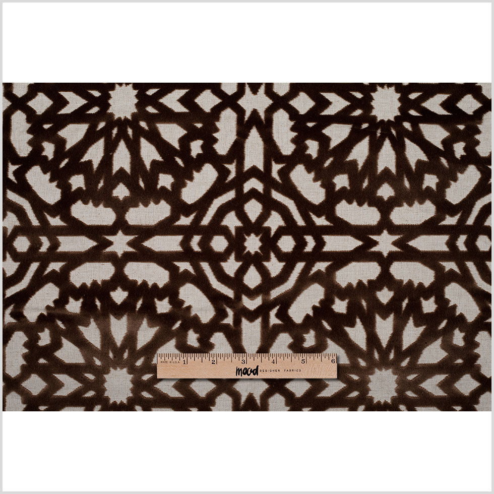 Turkish Bittersweet Brown Geometric Polyester-Acrylic-Flax Flocked Chenille - Full