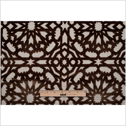 Turkish Bittersweet Brown Geometric Polyester-Acrylic-Flax Flocked Chenille - Full