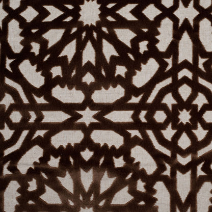 Turkish Bittersweet Brown Geometric Polyester-Acrylic-Flax Flocked Chenille
