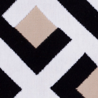 Turkish Black and White Geometric Polyester-Acrylic Flocked Chenille - Detail
