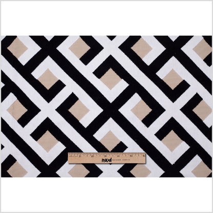 Turkish Black and White Geometric Polyester-Acrylic Flocked Chenille - Full