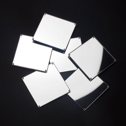 Silver Laminate 4-Hole Square Plastic Mirror - 110L/70mm Detail