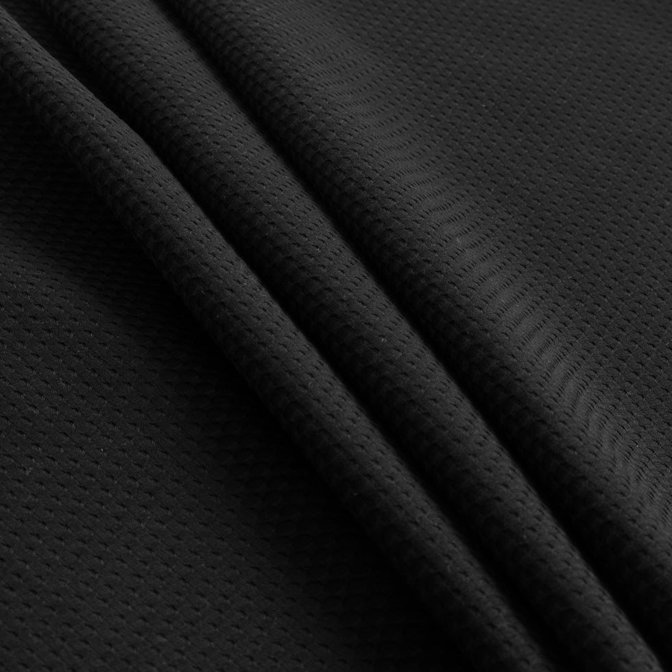 Black Stretch Cotton Bermuda Bullseye Pique - Detail