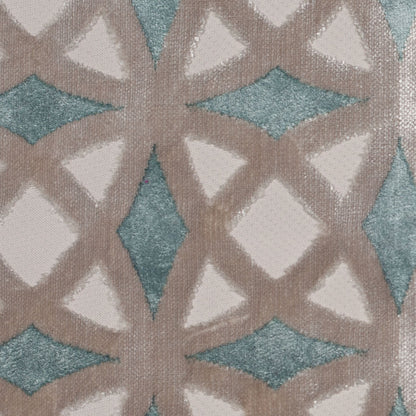 Turkish Aqua Geometric Laser Cut Velvet - Detail