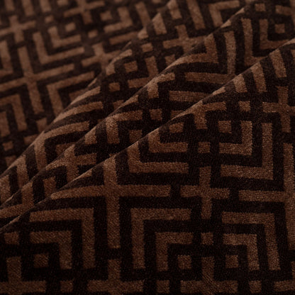 Turkish Espresso and Woodsmoke Geometric Acrylic-Polyester-Viscose Chenille - Folded