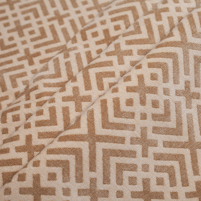 Tannin and Eggnog Geometric Acrylic-Polyester-Viscose Chenille Folded