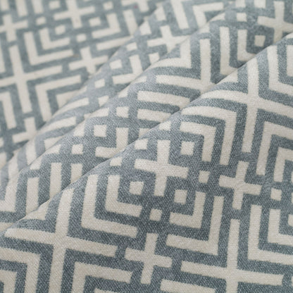 Mist Green and Erget White Geometric Acrylic-Polyester-Viscose Chenille Folded