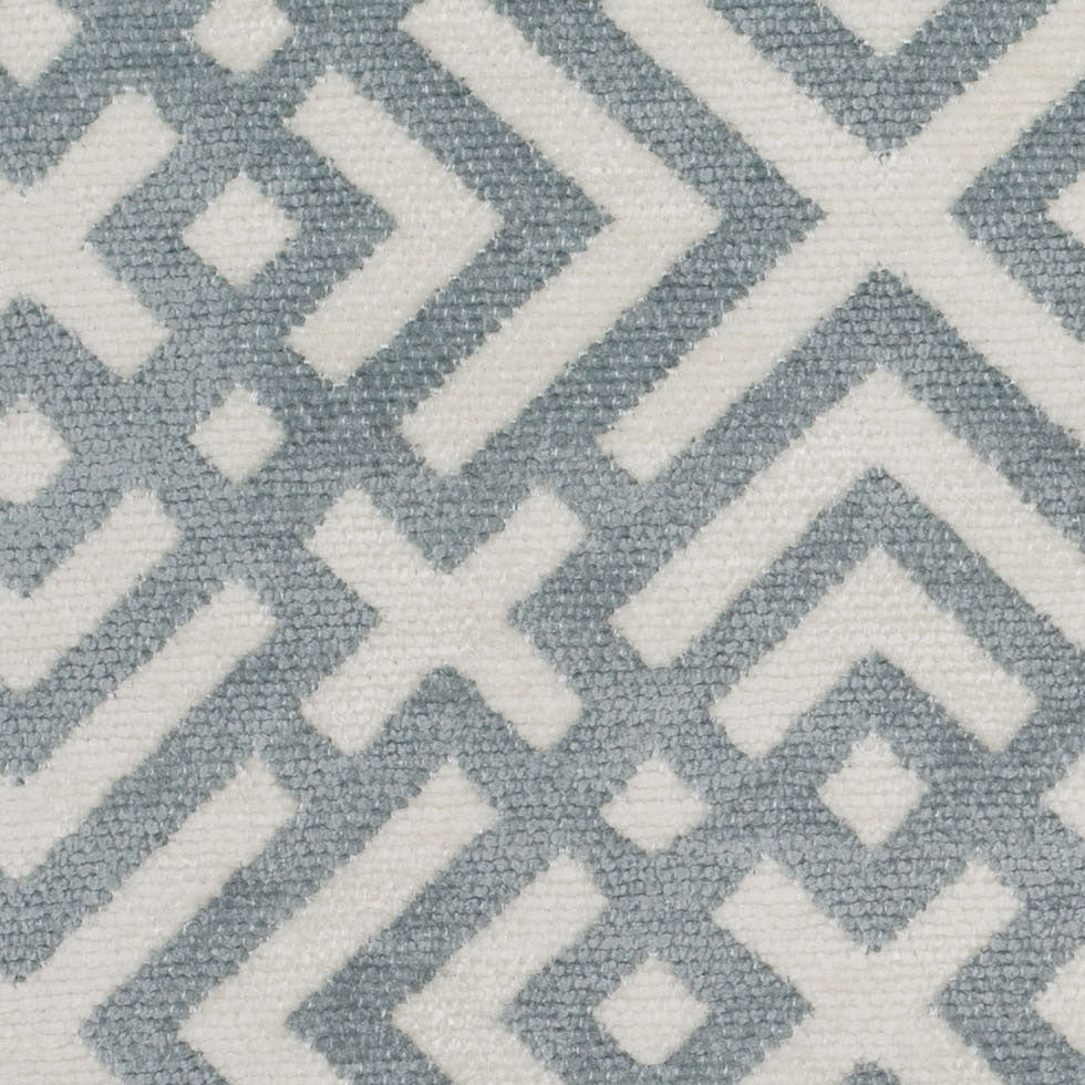 Mist Green and Erget White Geometric Acrylic-Polyester-Viscose Chenille Detail
