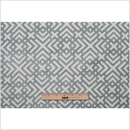 Mist Green and Erget White Geometric Acrylic-Polyester-Viscose Chenille Full