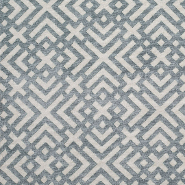 Mist Green and Erget White Geometric Acrylic-Polyester-Viscose Chenille