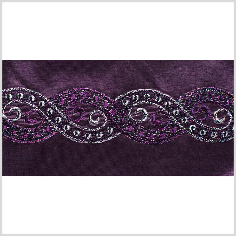4.5 American Made Plum/Silver Jacquard Ribbon