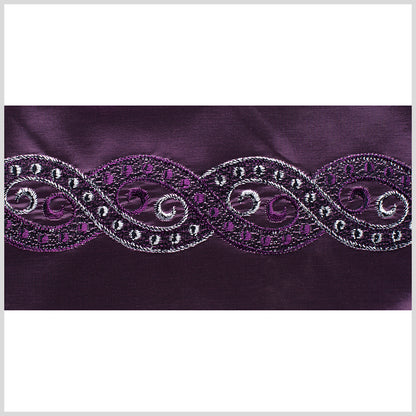 4.5 American Made Plum/Silver Jacquard Ribbon