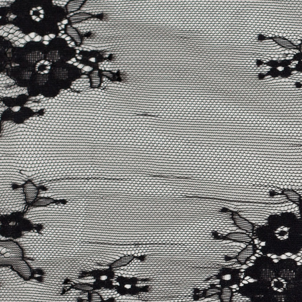 Black Nylon Floral Lace Fabric Detail