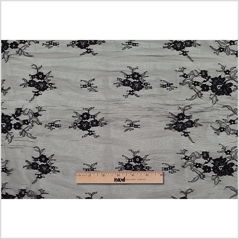 Black Nylon Floral Lace Fabric Full