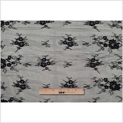 Black Nylon Floral Lace Fabric Full
