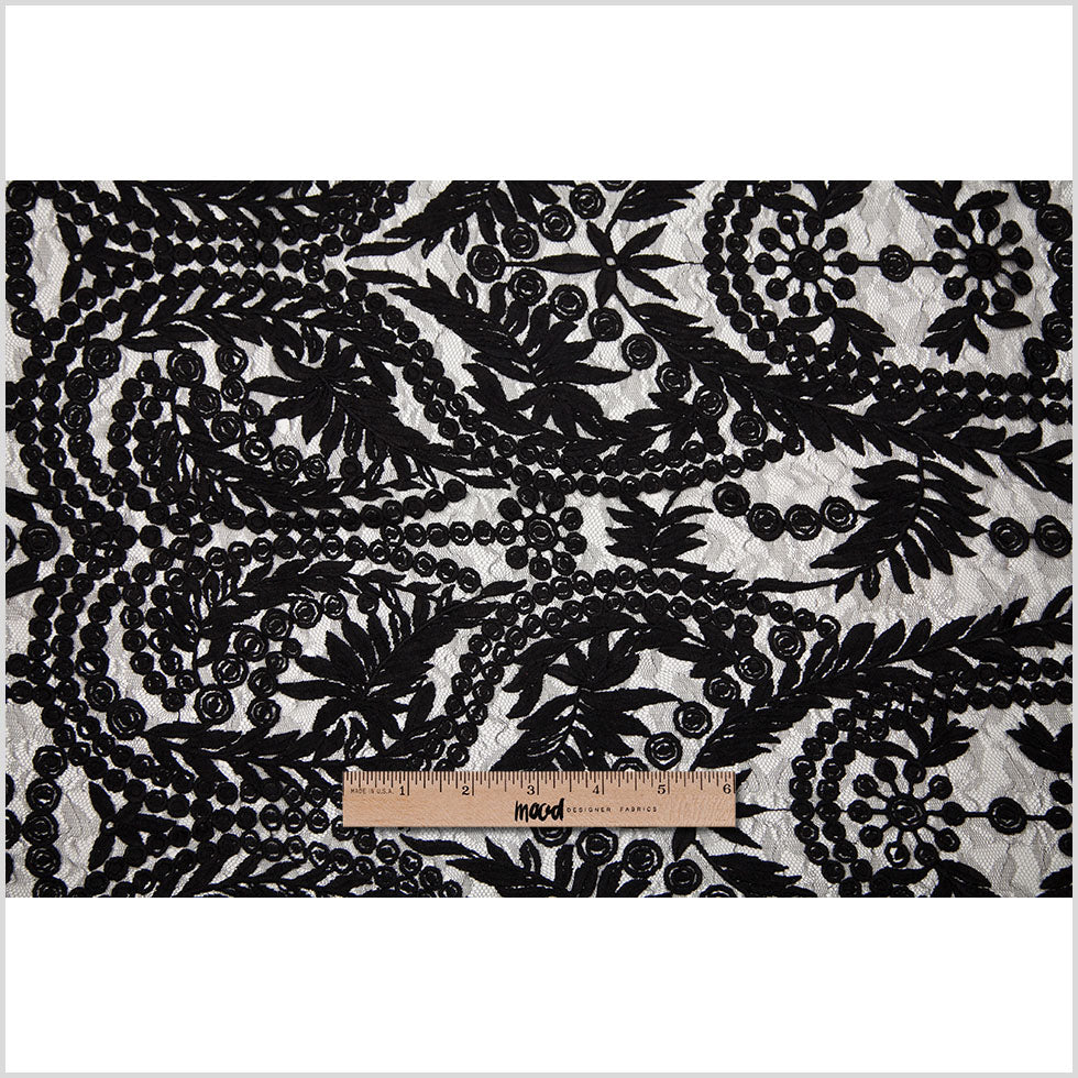 Black Floral Nylon Lace Folded