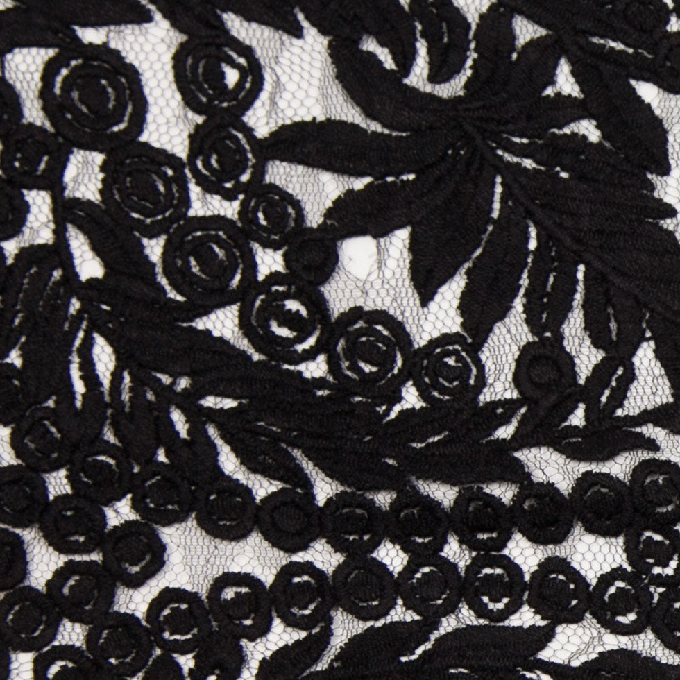Black Floral Nylon Lace Full