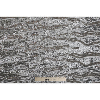Reflective Silver Abstract Sequin Fabric - Full