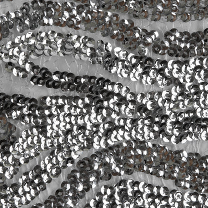 Reflective Silver Abstract Sequin Fabric