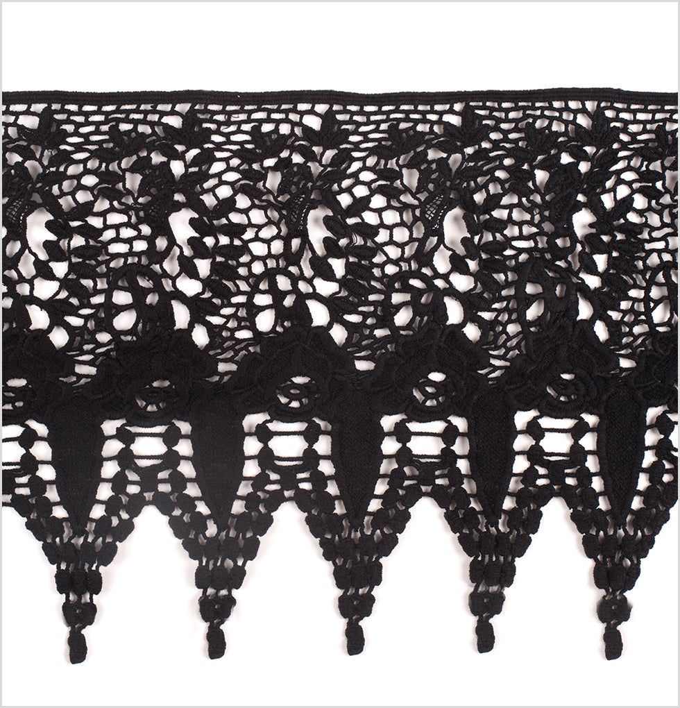 10" Italian Black Cotton Guipure Lace