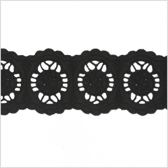 3" Black Cotton Eyelet Trimming