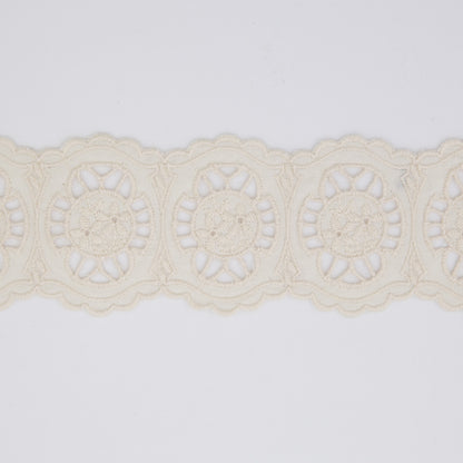 3 Italian Ecru Cotton Eyelet Trim