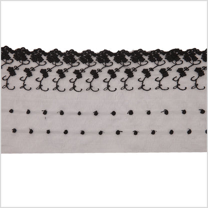 5.5" Black Floral Cotton Lace Trim