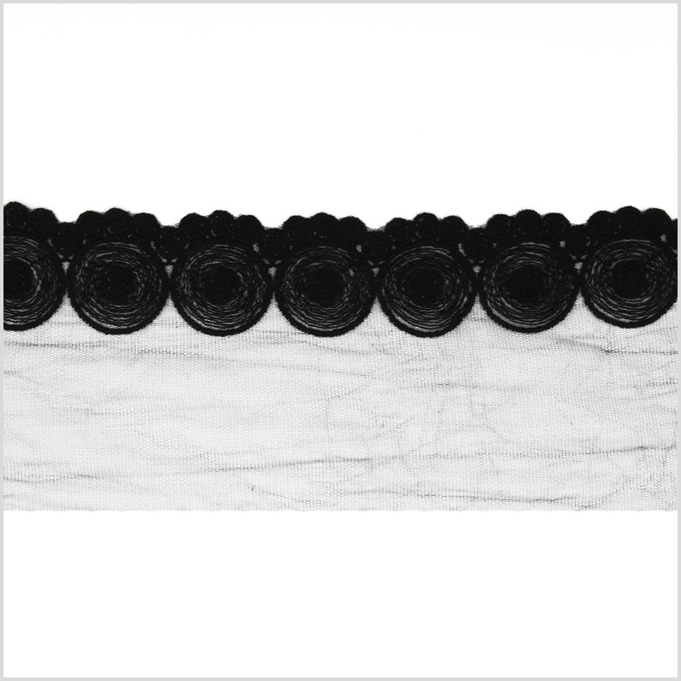 6" Black Swirls Cotton Lace Trimming