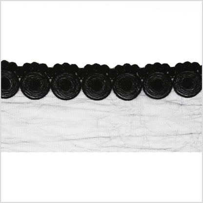 6" Black Swirls Cotton Lace Trimming