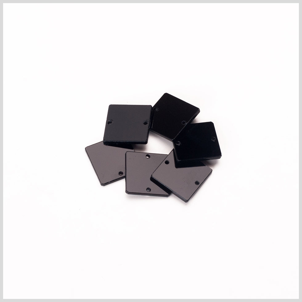 Black Laminate 2-Hole Square Plastic Button - 30L/19mm - Detail