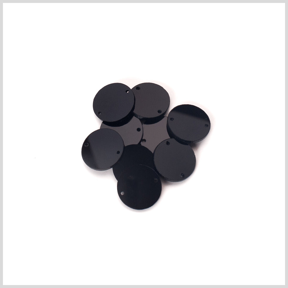 Black Laminate 2-Hole Round Plastic Button - 50L/32mm - Detail