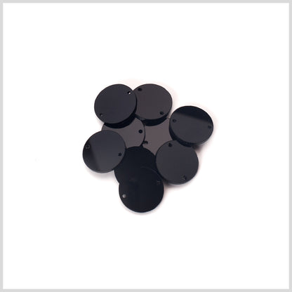 Black Laminate 2-Hole Round Plastic Button - 50L/32mm - Detail