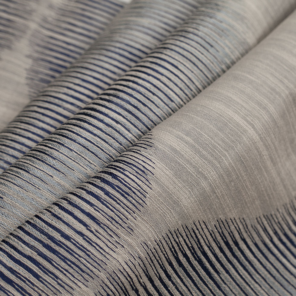 Indian Blue/Gray Geometric Poly/Cotton Woven - Folded