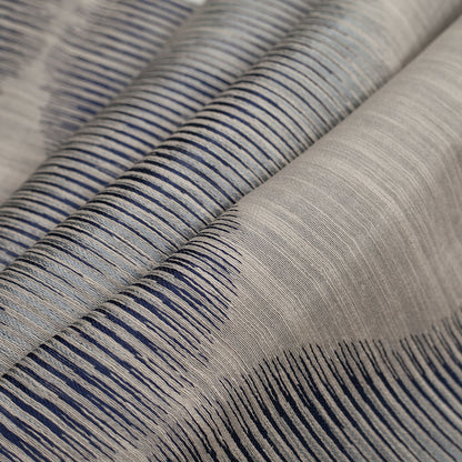 Indian Blue/Gray Geometric Poly/Cotton Woven - Folded