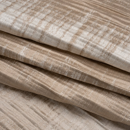 Polyester and Cotton Ribbed Brocade - Beige and Ivory Ikat Stripes