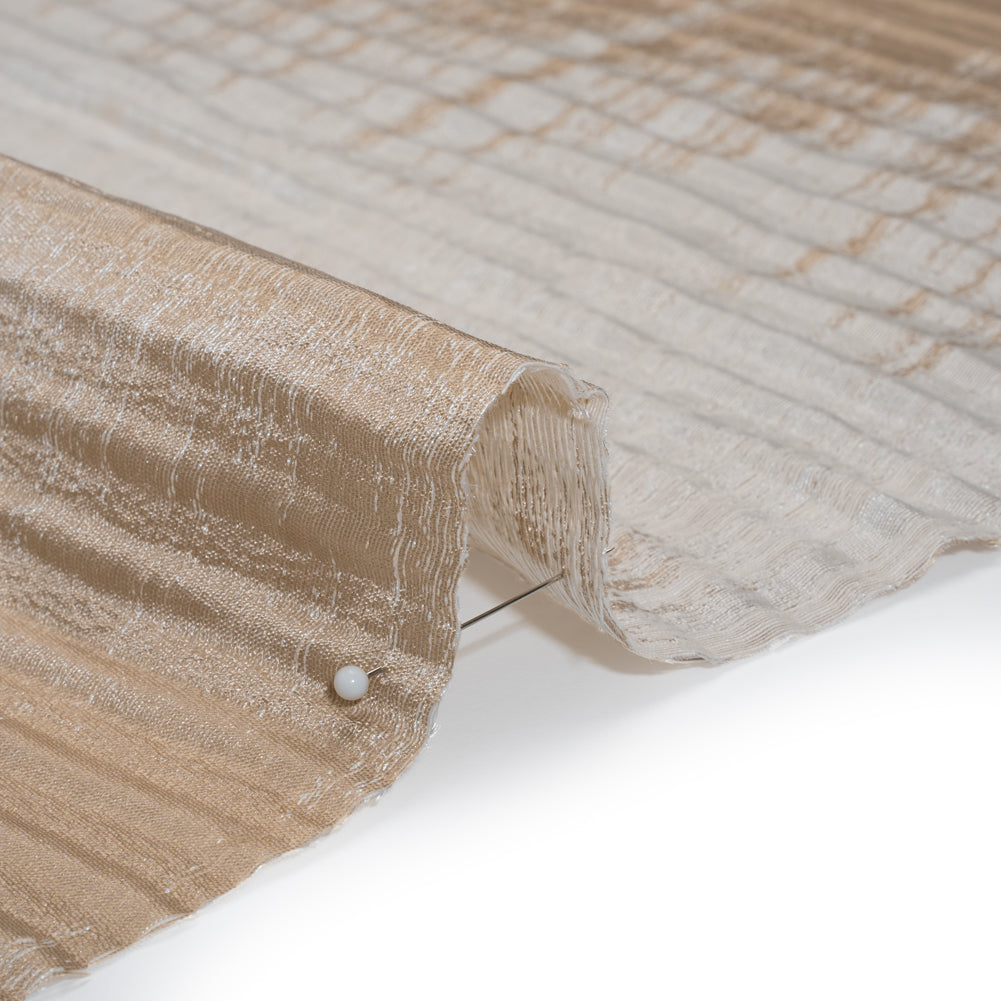 Polyester and Cotton Ribbed Brocade - Beige and Ivory Ikat Stripes - Detail
