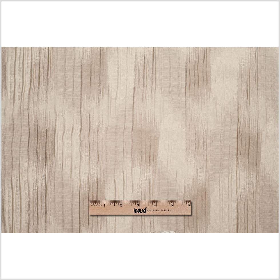 Indian Beige/Ivory Ikat-Like Poly/Cotton Brocade Full