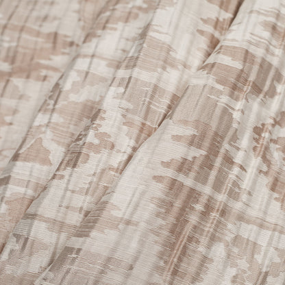 Indian Ivory/Beige Ikat-Like Geometric Poly/Cotton Brocade Folded