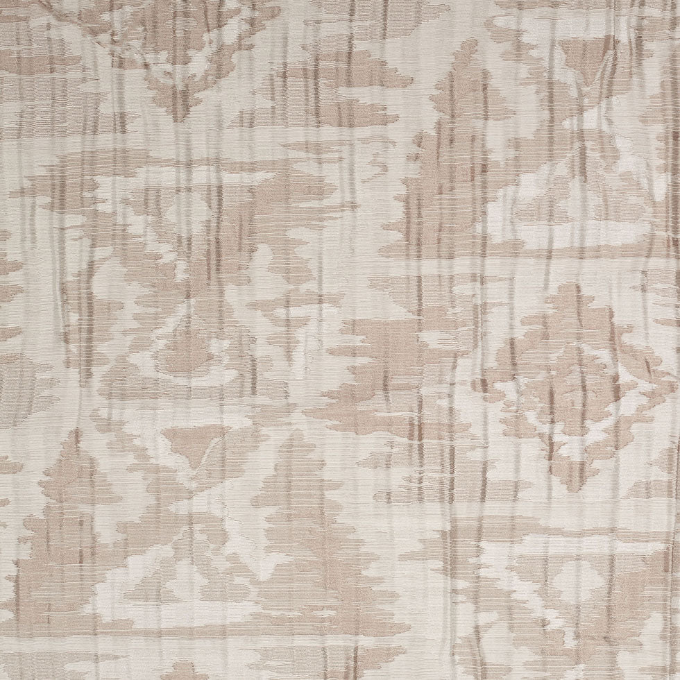 Indian Ivory/Beige Ikat-Like Geometric Poly/Cotton Brocade