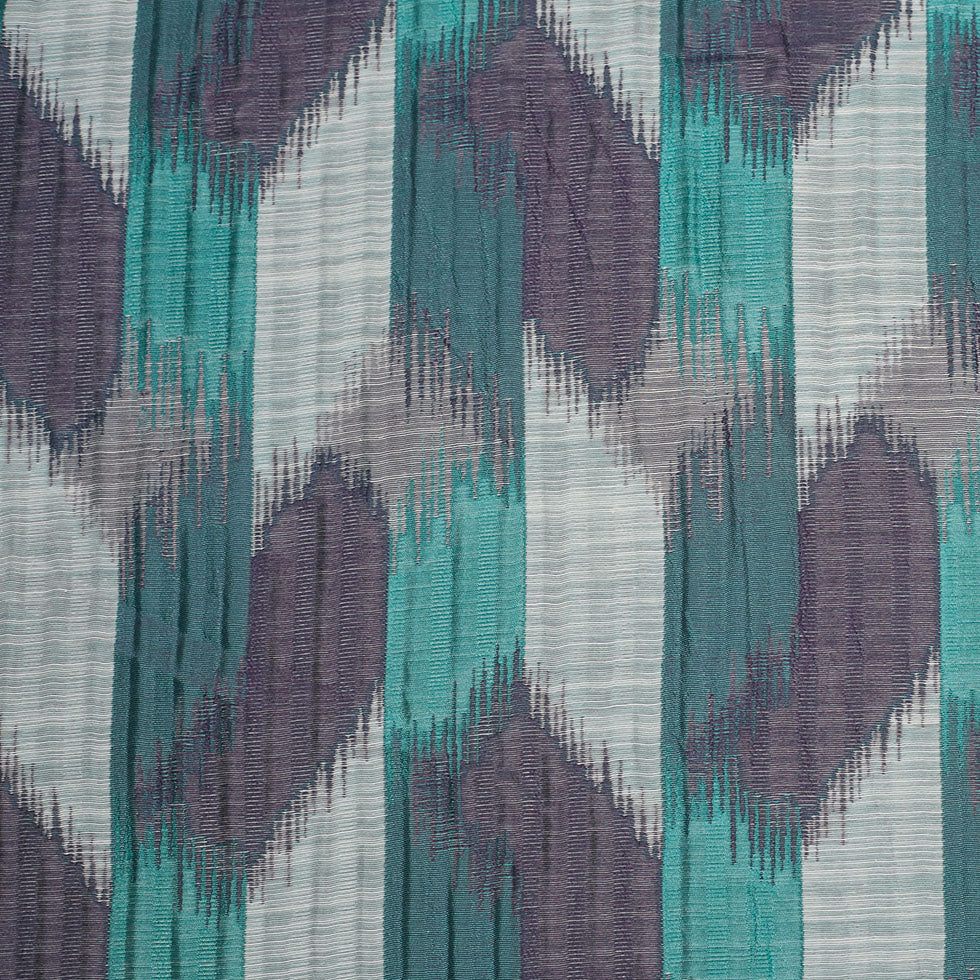 Indian Aqua Purple Ikat-Like Poly/Cotton Brocade
