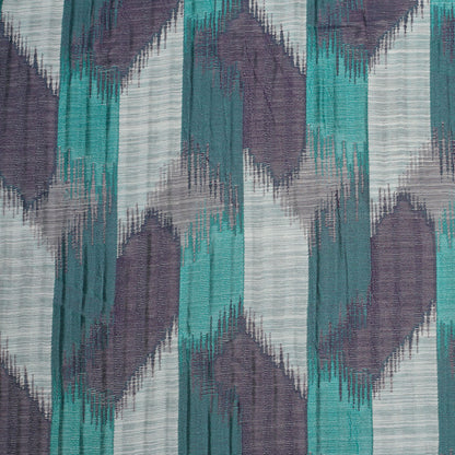 Indian Aqua Purple Ikat-Like Poly/Cotton Brocade