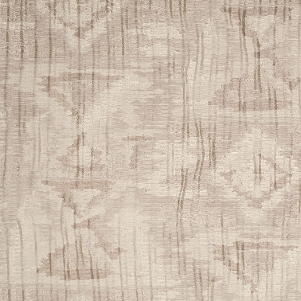 Indian Beige Ikat-Like Geometric Poly/Cotton Brocade