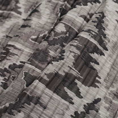 Indian Black/White Ikat-Like Geometric Poly/Cotton Brocade Folded