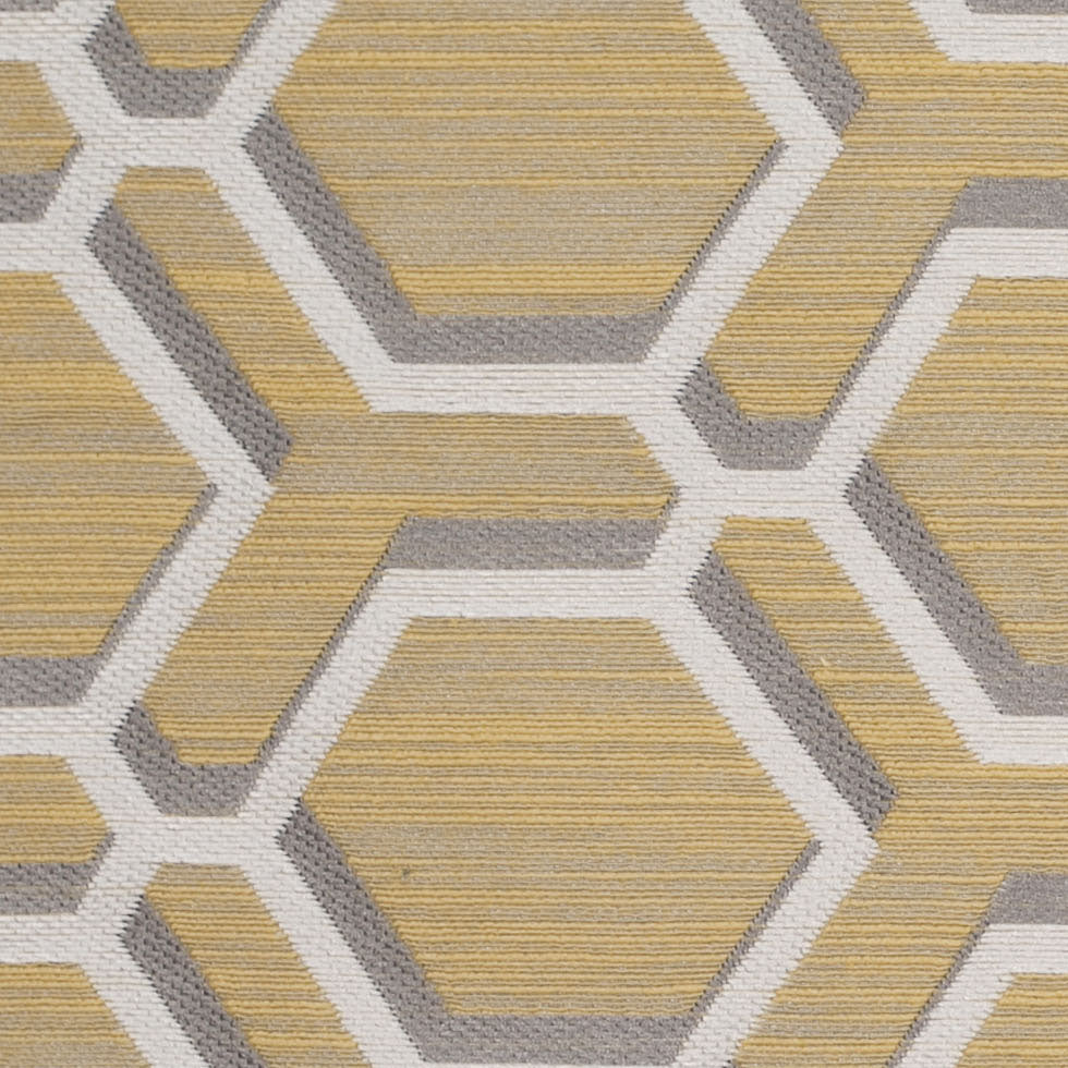 Indian Yellow/Gray Geometric Poly/Cotton Brocade Detail