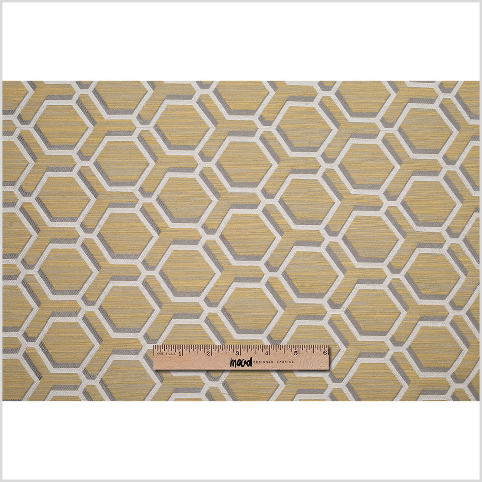 Indian Yellow/Gray Geometric Poly/Cotton Brocade Full