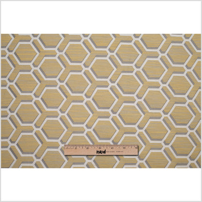 Indian Yellow/Gray Geometric Poly/Cotton Brocade Full