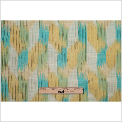 Indian Blue/Gold Ikat-Like Poly/Cotton Brocade - Full