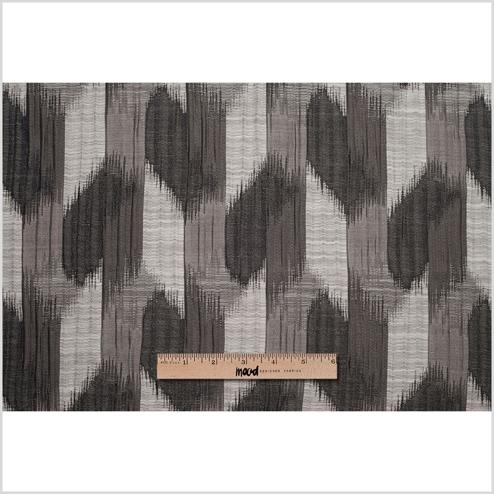 Indian Black/White Ikat-Like Poly/Cotton Brocade - Full