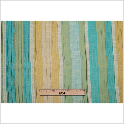 Indian Blue/Gold Striped Poly/Cotton Brocade - Full